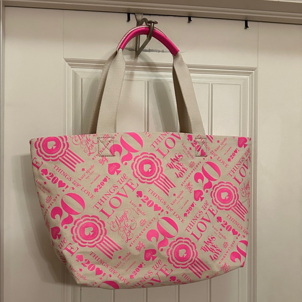 Kate Spade Pink and Cream canvas Tote Bag